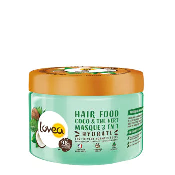 Masque 3 en 1 - Hair Food - Hydratant - Eau de Coco & Thé Vert lovea
